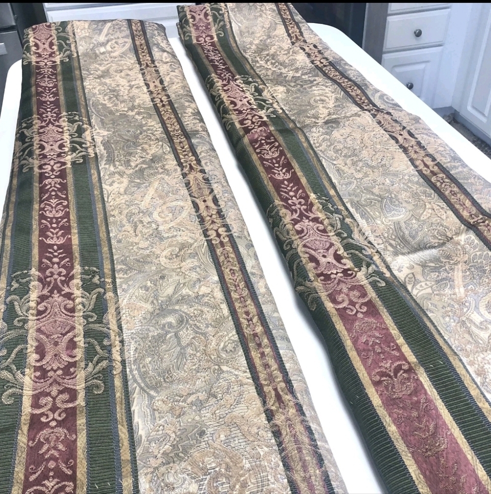 Vtg Croscill Town House Dover Manor Drapery Panels & Tiebacks Lined 80x85” USA - Picture 3 of 9